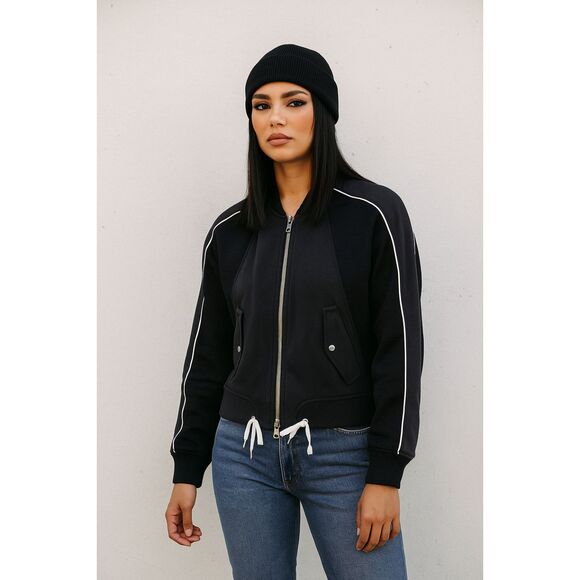 Comme Ca Ism Contemporary Mesh Mixed Media Details Bomber Jacket in Black M - Picture 1 of 14